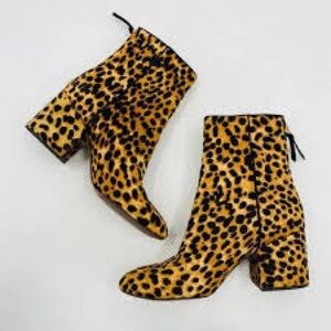 J.Crew Sadie Ankle Boots. Leopard Calf Hair. Size 10